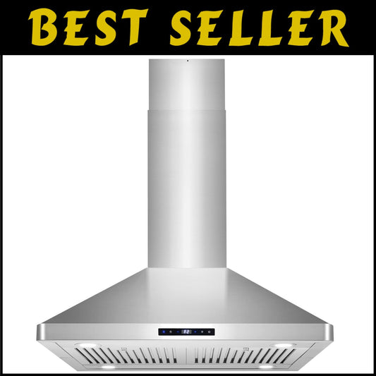 380 CFM Island Mount Range Hood with Touch Controls & Dishwasher-Safe Filters