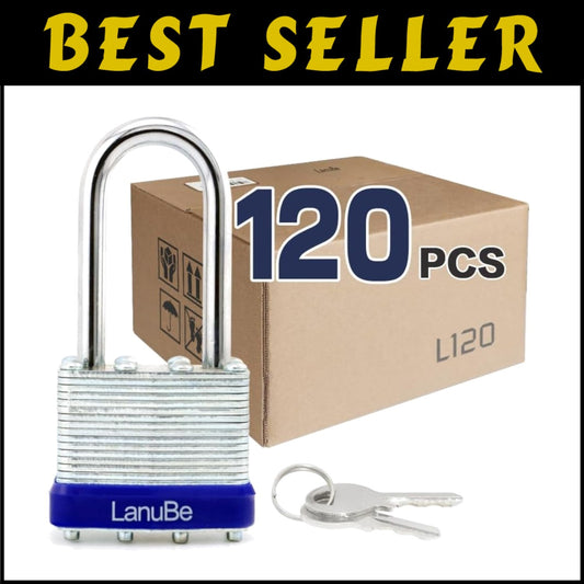 Shackleless Keyed Alike Padlocks - 120 Pack with Brass Cylinder & Long Shackle