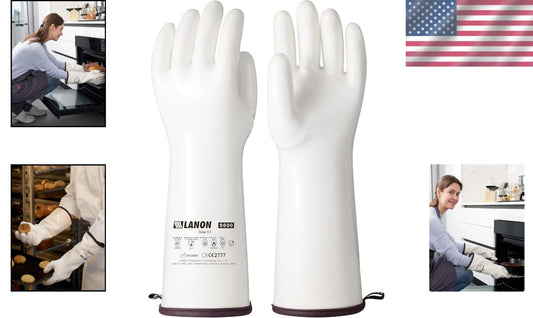 Extra Long 15" Silicone Oven Gloves with CoralAir Liner - Food Grade Safety