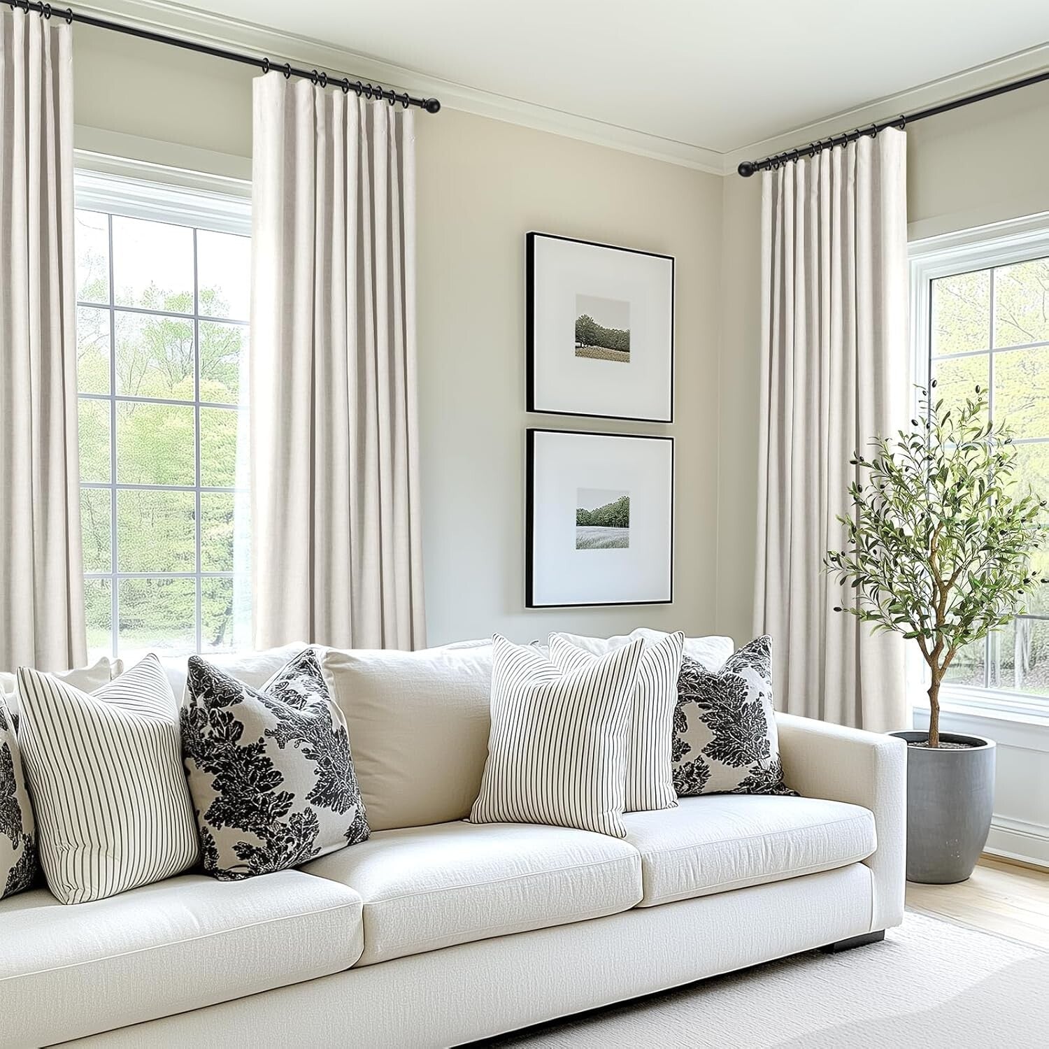 100% Blackout Curtains - Thermal Insulated 102" Beige Drapes (2 Panels)
