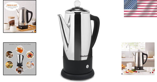 Elegant 12-Cup Stainless Steel Coffee Percolator with Cordless Serving