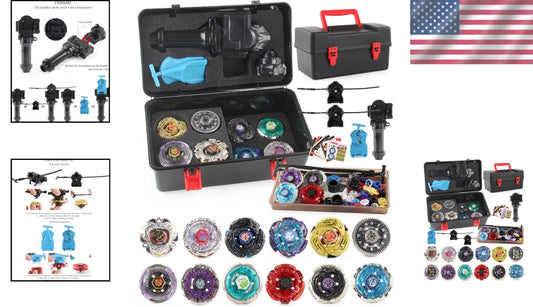 Battling Top Toy Set with 12 Spinning Tops & 3 Launchers - Gift for Kids Ages 6+