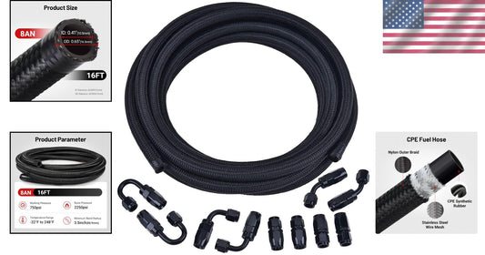 High-Performance 8AN Fuel Line Kit: 16FT Hose & Durable Fittings for All Fluids
