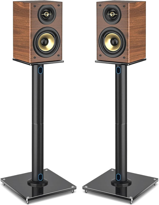Premium 28-Inch Swivel Speaker Stand Set with Glass Base and Floor Protection