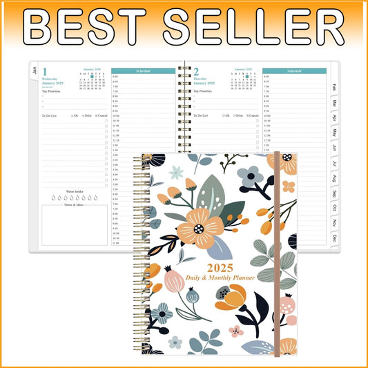 2025 Large Daily Planner - Stylish Rose Monthly & Daily Format with Inner Pocket