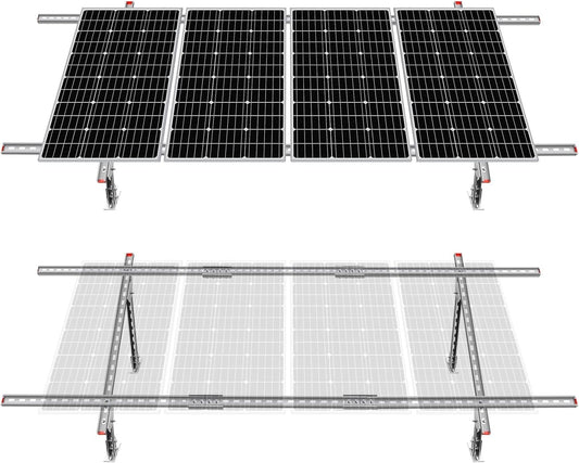 Adjustable Solar Panel Mounting Brackets Kit for 1-4 Panels - Ground System