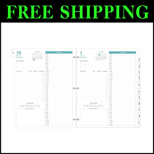 Premium 2025-2026 Daily Planner Refill - 3-Hole Punched with Productive Layouts