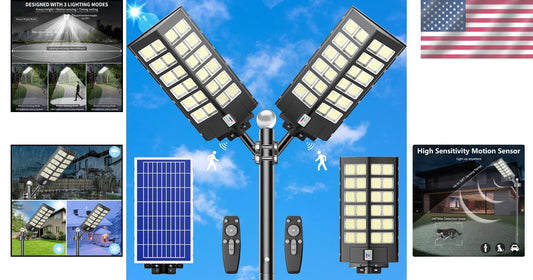 300000 Lumens Waterproof Solar Street Light Set – Motion Sensor Outdoor Lighting