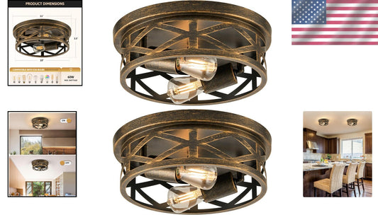 Elegant Oil-Rubbed Bronze Farmhouse Flush Mount Lighting for Entryway & Kitchen