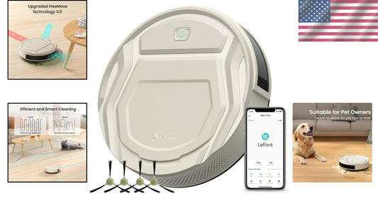Slim Robotic Vacuum Cleaner with 2200Pa Suction - Ideal for Pet Hair & Carpets