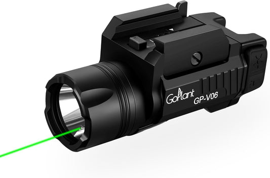 1500 Lumen Tactical LED Flashlight with Green Laser - Rechargeable & Adjustable