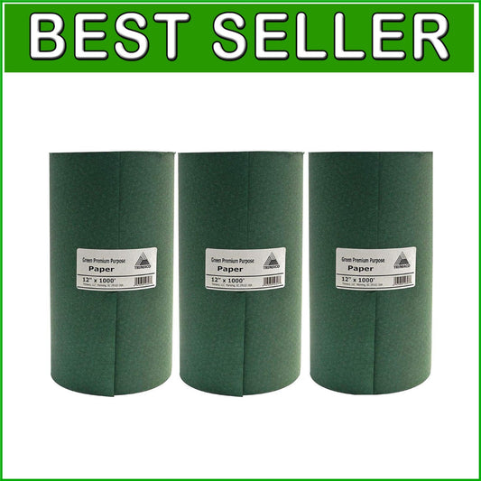 Green Premium Masking Paper - 12" x 1000' | Pack of 3 Rolls for Clean Painting