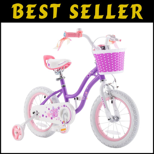 Stylish Girls Bike 14-Inch with Training Wheels & Basket for Easy Learning