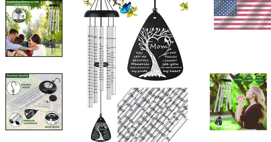 Aluminum Sympathy Wind Chimes with Soothing Notes - Thoughtful Memorial Gift