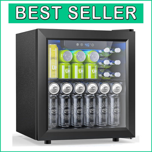 50 Can Mini Beverage Refrigerator with Digital Control - Compact Stylish Cooler