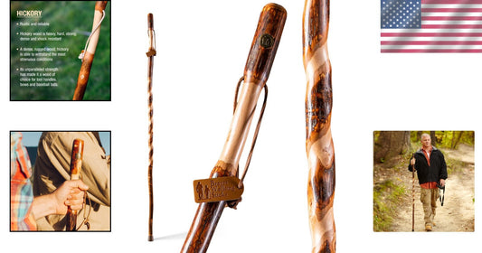 Elegant 58" Twisted Hickory Walking Stick - Lightweight & Durable for Hiking