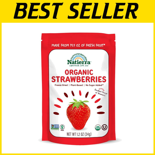 Delicious Organic Freeze-Dried Strawberries | Healthy Snack, 3-Pack - 1.2 Ounce