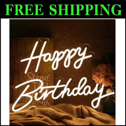 Warm White Neon Birthday Sign with Quick Install - Perfect for All Celebrations