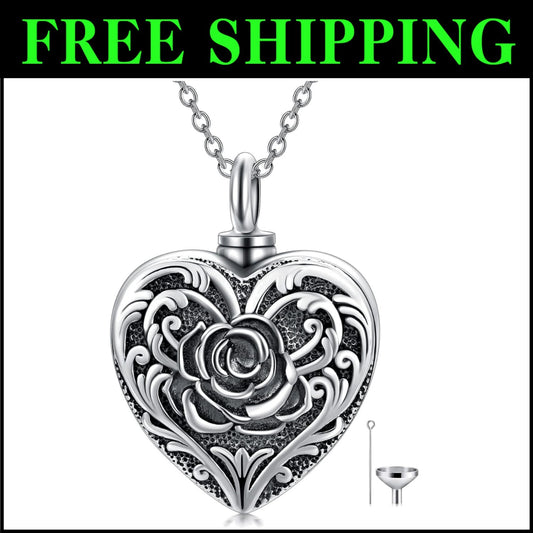 Unique Ashes Urn Necklace for Men & Women - Vintage Silver Keepsake Jewelry