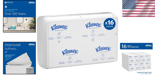 Eco-Friendly Kleenex Multifold Paper Towels - 1-Ply, 150 Sheets/Pack, 16 Packs