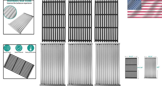 Replacement Grill Parts Set with Cast Iron Grates for Charbroil Infrared Grills