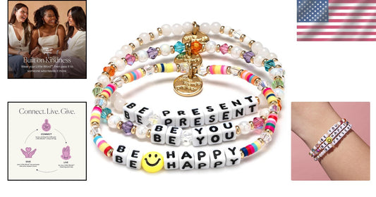 Set of 3 Positive Message Bracelets - Handcrafted Jewelry for Empowerment