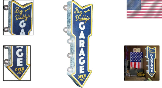 Big Daddy's Garage Double-Sided LED Marquee Sign - Vintage Home Decor 26"