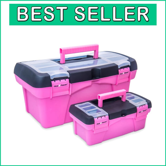 Water-Resistant Pink Tool Organizer - Dual Compartment Craft & Sewing Boxes