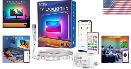 19.35ft Bluetooth LED TV Backlight for 85-90 inch TVs - App & Remote Control