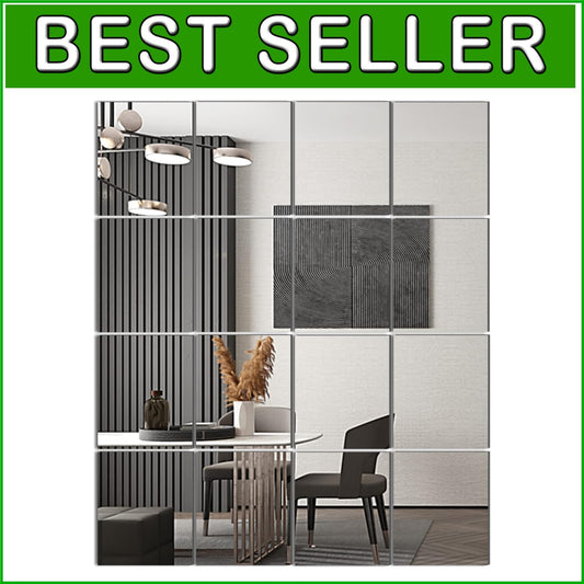Elegant Frameless Glass Mirror Tiles - 16 Functional Pieces for Home Decor