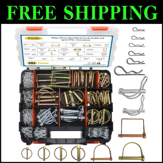 Versatile 202PCS Hitch Pin Set - Includes Lynch, Cotter Pins, Double Organizer