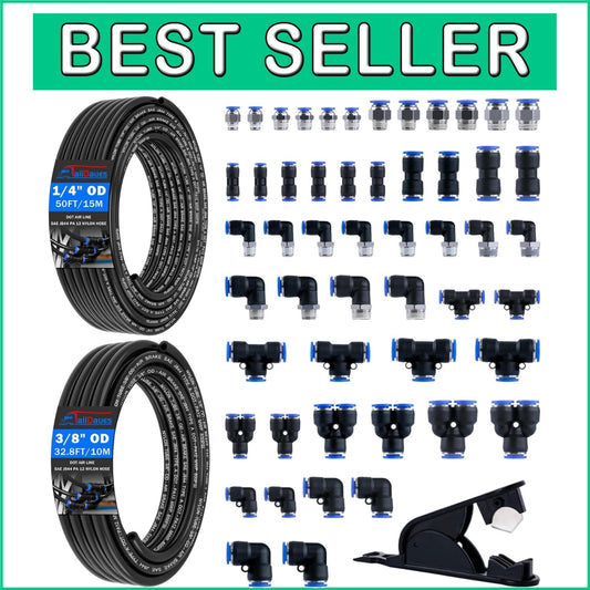 55-Piece Quick Connect Air Hose Fittings Kit - Multiple Sizes & Durable Storage