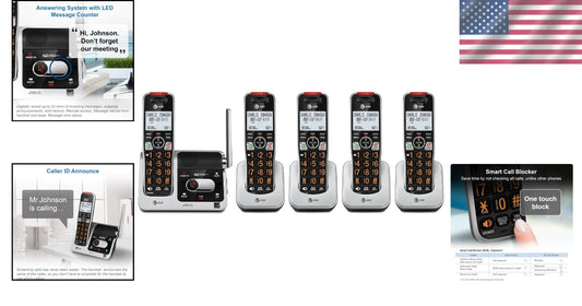 Innovative Silver/Black DECT 6.0 Cordless Phone with 22 Min Answering Machine