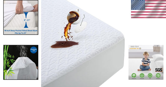 Breathable King Size Mattress Protector - Waterproof, Plush & Machine Washable