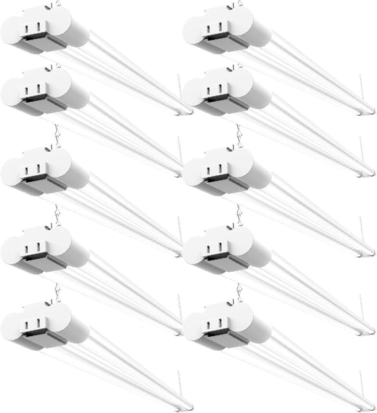 Commercial Grade Linkable LED Shop Lights - 4500 Lumen, 10 Pack, Modern Style