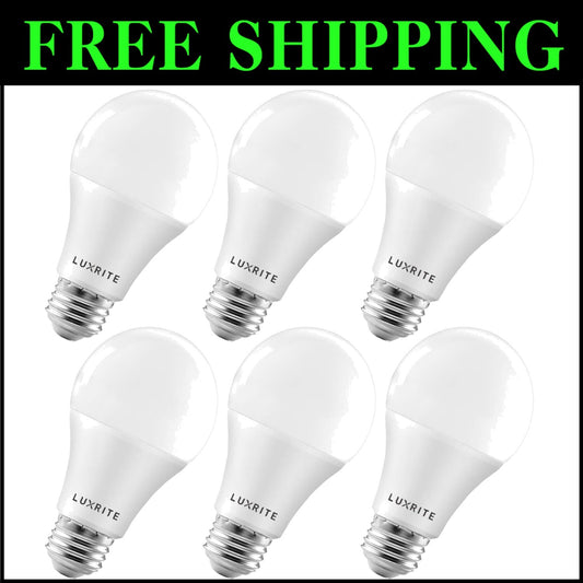 Energy Star Rated A19 LED Bulbs 100W Equivalent - 6 Pack, Dimmable & Durable