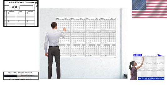 Massive 48in x 72in Dry Erase Calendar - Ideal for Academic and Office Use