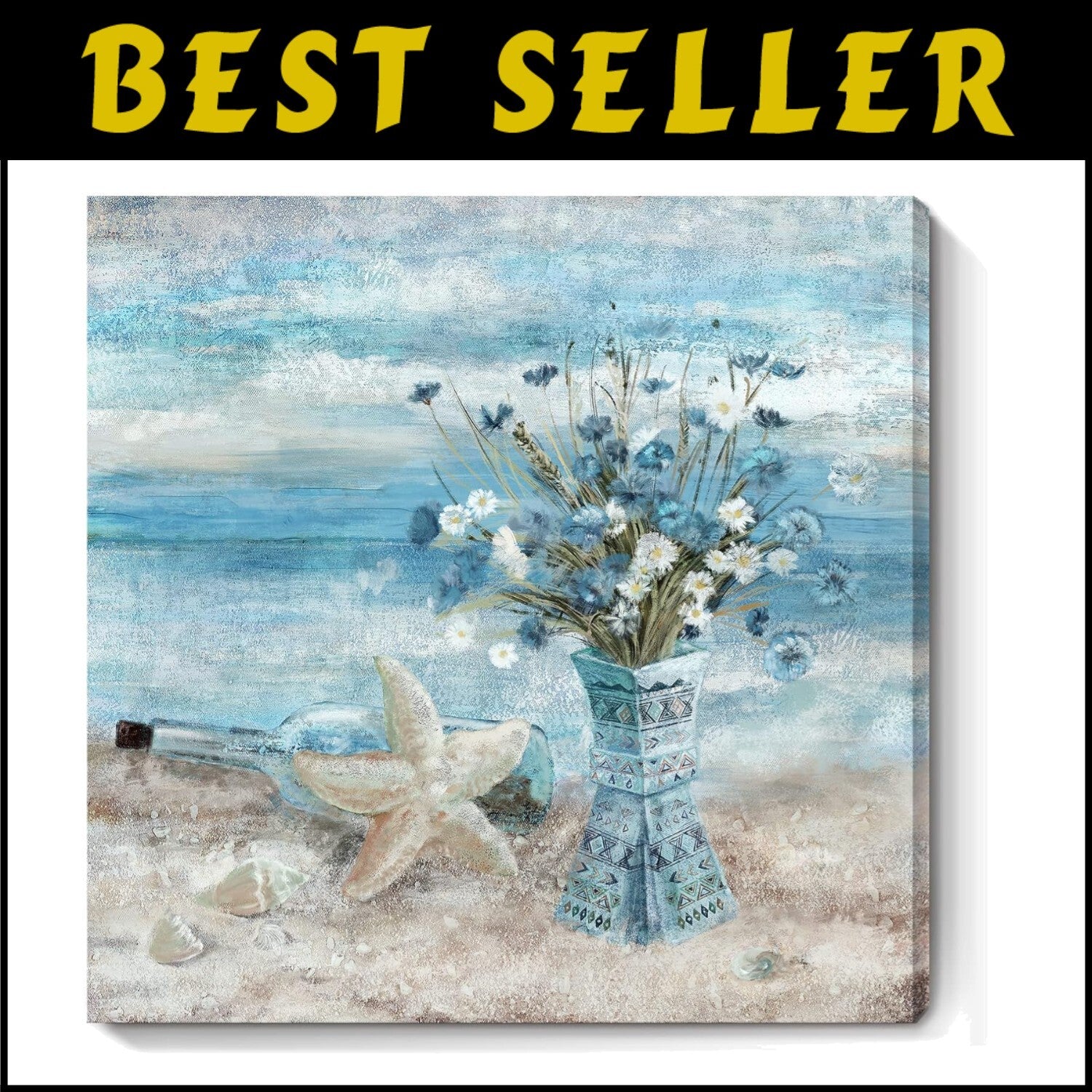Eye-Catching 30x30 Seascape Canvas - Framed Beach Artwork for Home