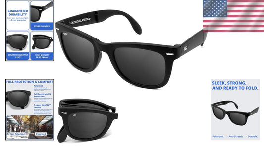 Classic Polarized Folding Sunglasses for Men & Women - UV400 Protection Included