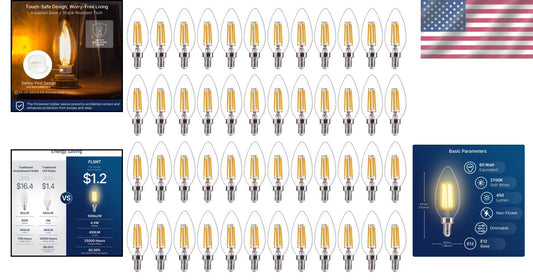 Vibrant 48 Pack of Flicker-Free Dimmable LED Bulbs - Ideal for Indoor Lighting