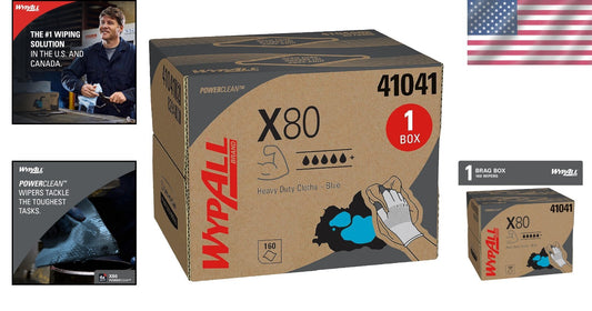 Power Clean X80 160-Count Heavy Duty Wipes - Effective for Oil and Grime Removal