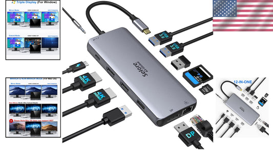 Versatile USB-C Hub with Triple Display & Rapid Charging for Modern Laptops