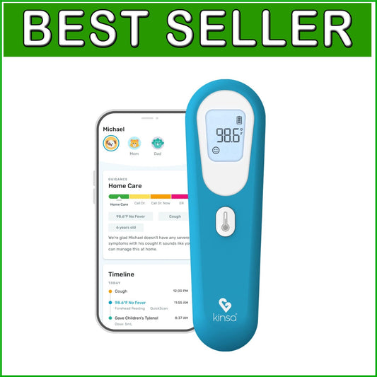 FDA-Cleared Digital Forehead Thermometer with App for Family Health Tracking