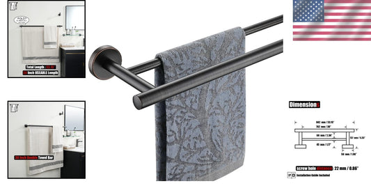 Durable Oil Rubbed Bronze Towel Rack - 30 Inch Double Bar for Bath Organization
