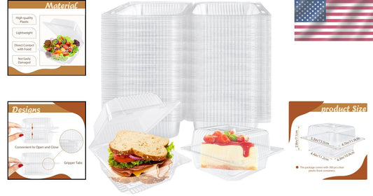 Durable 300 Pcs Hinged Takeout Containers - Lightweight & Secure Food Storage