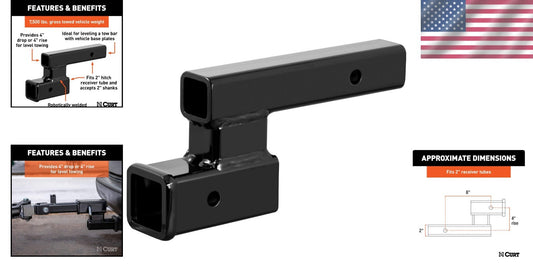 Carbon Steel 2-Inch Hitch Adapter - Adjusts 4-In for Trailer & Vehicle Leveling