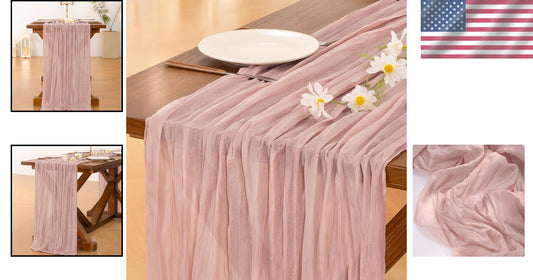 Versatile 10FT Dusty Pink Cheesecloth Table Runner for Celebrations & Decor
