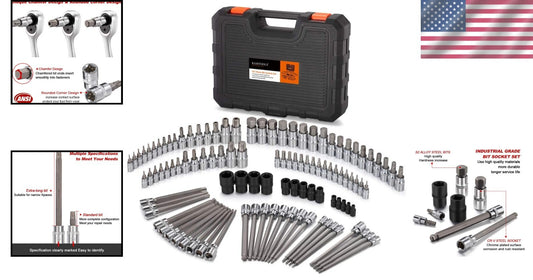 Expert-Grade Chrome Vanadium Torx Socket Set - 107-Piece All-in-One Collection