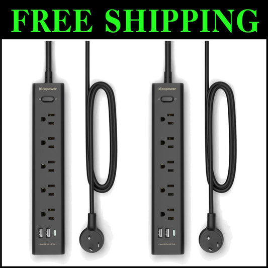 8-in-1 Surge Protector Power Strip: 10FT Cord with Smart USB & Fire Resistance