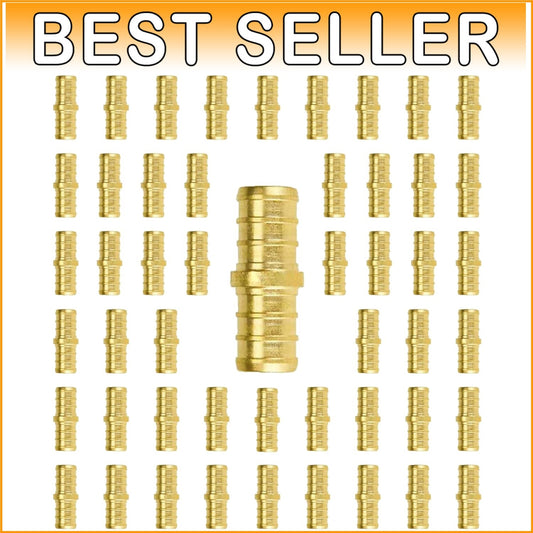 50-Pack Lead-Free Brass 1/2 Inch Pex Couplings - NSF Certified Plumbing Fittings